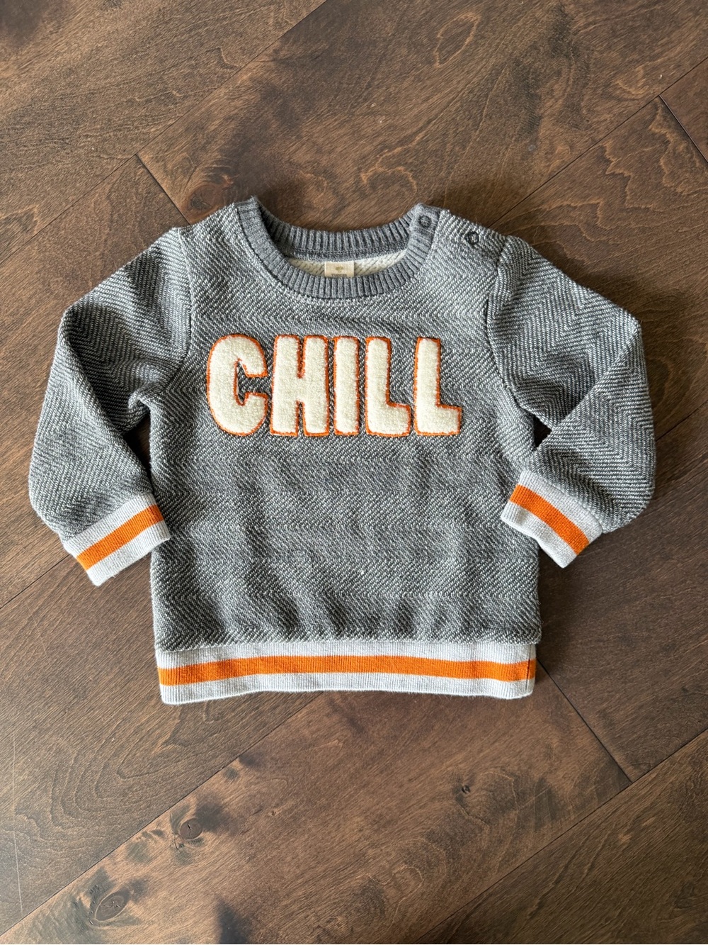 'CHILL' Grey & Orange Sweater